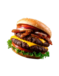 Hambúrguer Burguer Lanches, com bacon, cheddar e cebola roxa